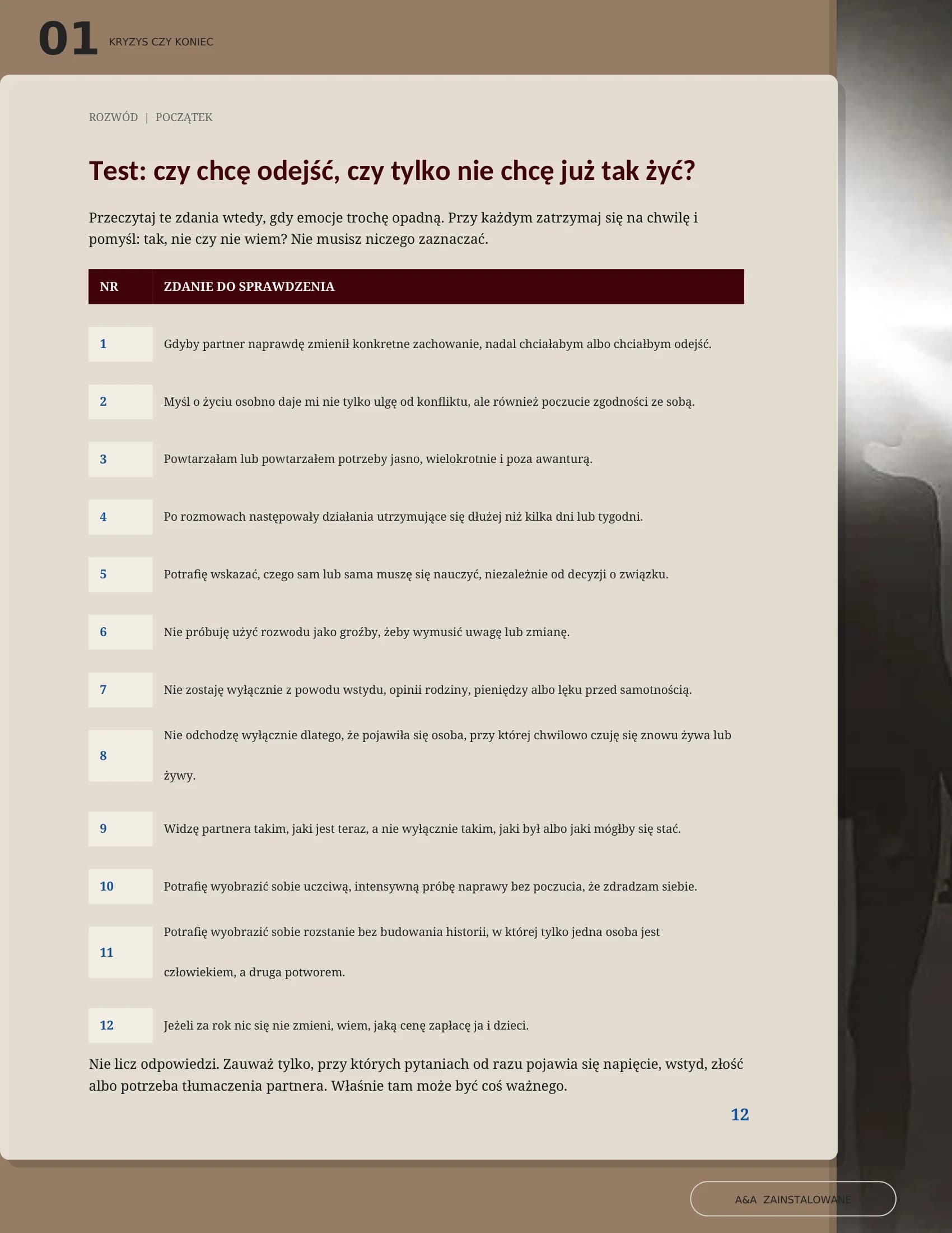 Test: czy chcę odejść, czy tylko nie chcę już tak żyć?